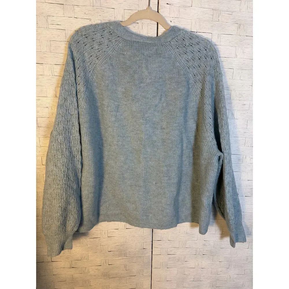 Lane Bryant women’s cardigan sweater blue soft feminine puff sleeve plus size ￼_2